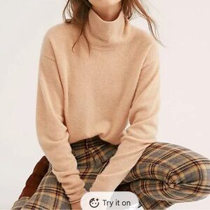 Free People Cashmere Collar Sweater in Tan